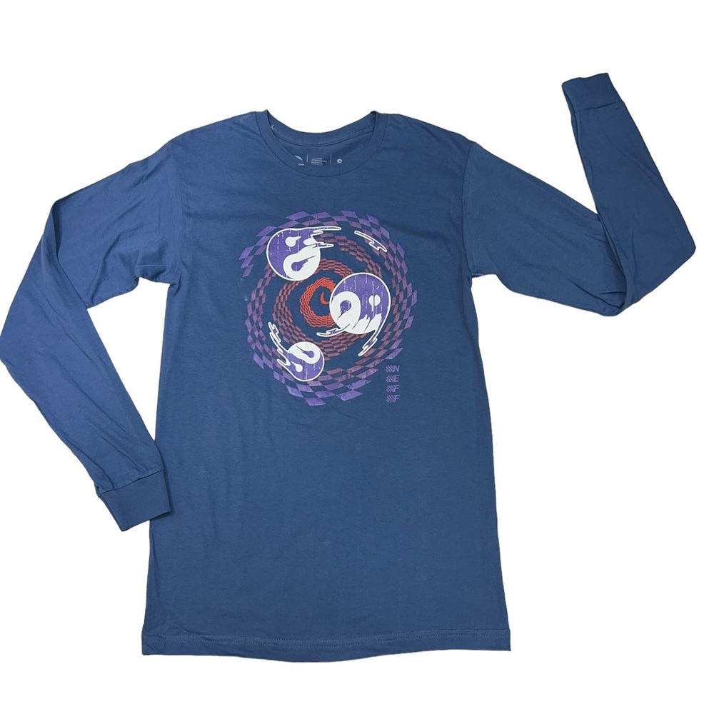 NEFF T-Shirt Graphic Print Tongue Out Crew Long Sleeve Blue Tee
